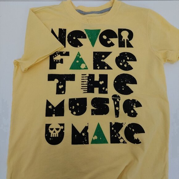 Epic Threads "Never Fake The Music U Make" Yellow Graphic Tee Size L 100% Cotton - Picture 3 of 8